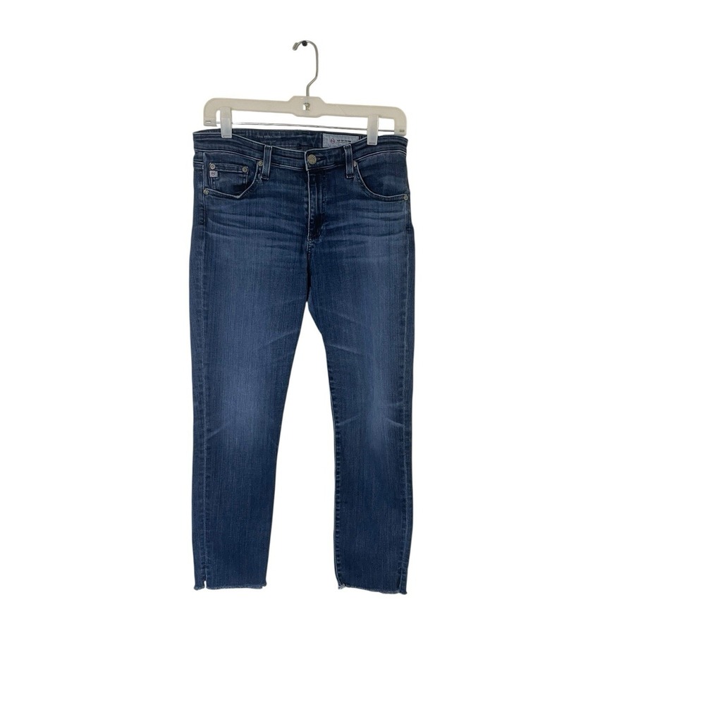AG Adriano Goldschmied Jeans Womens 29R Blue Prima Crop Cigarette Raw Hem Denim